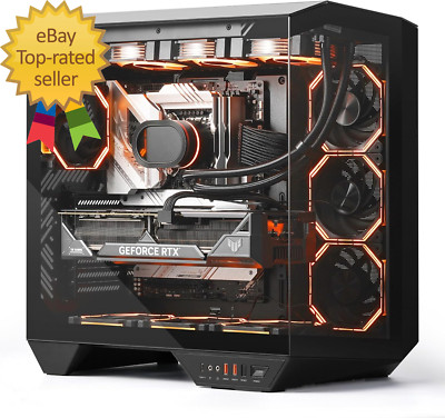 Full-Tower ATX Gaming PC Case Back Plug-In Motherboard, Dual-Chamber Panoramic