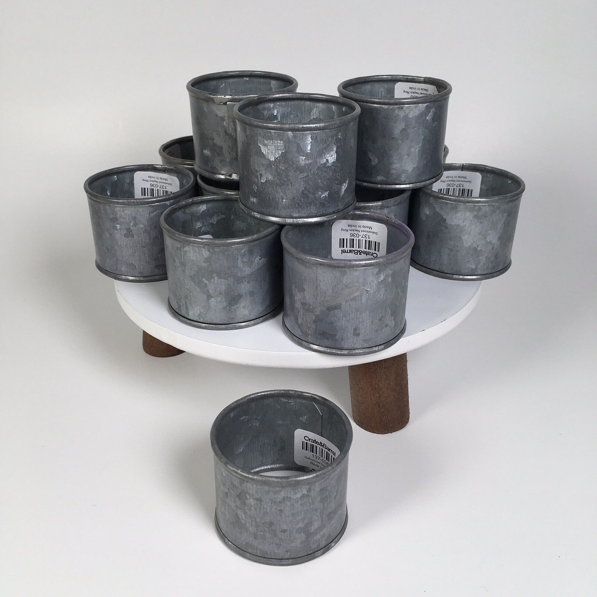Crate And Barrel Galvanized Napkin Rings Set Of 13 Farmhouse