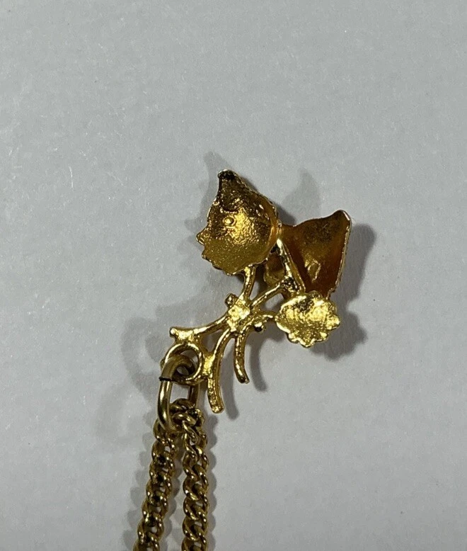 10K Black Hills 金色三色复古项链/夹子耳环套装叶子/葡萄复古 — 第 4/4 张图片