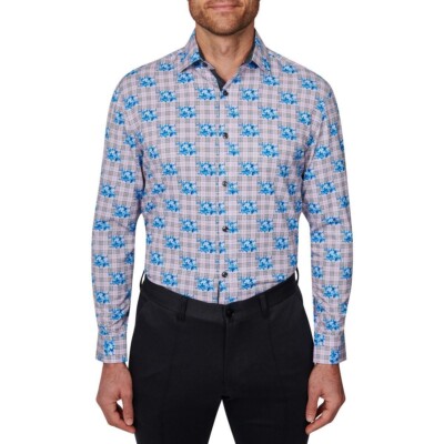 New Society of Threads Slim Fit Performance Floral Dress Shirt XL 17-17.5 34/35