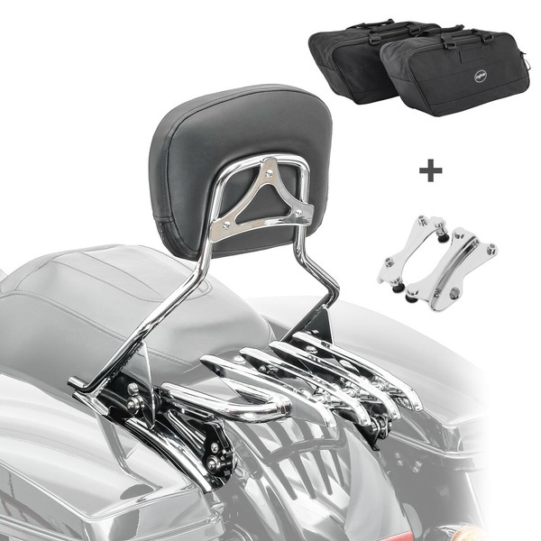 Sissybar Set + Innentaschen XB FüR Harley Street Glide 09-13 Chrom-image