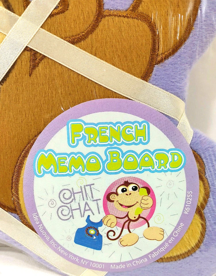 French Memo Board Purple Monkey 16” X 16” Soft Plush Writing Tool Toy - Image 2 of 4