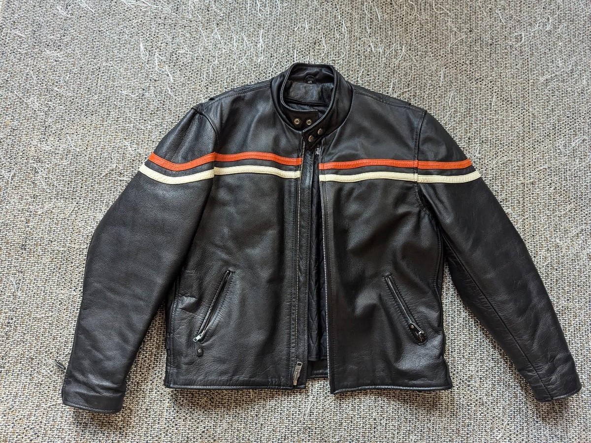 vintage 1990s motorcycle jacket 44 black leather CAFE RACER vintage 1990s motorcycle jacket 44 black leather CAFE RACER