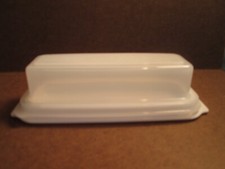 White  Butter Dish Single Stick Butter Keeper with clear air tight Lid Plastic