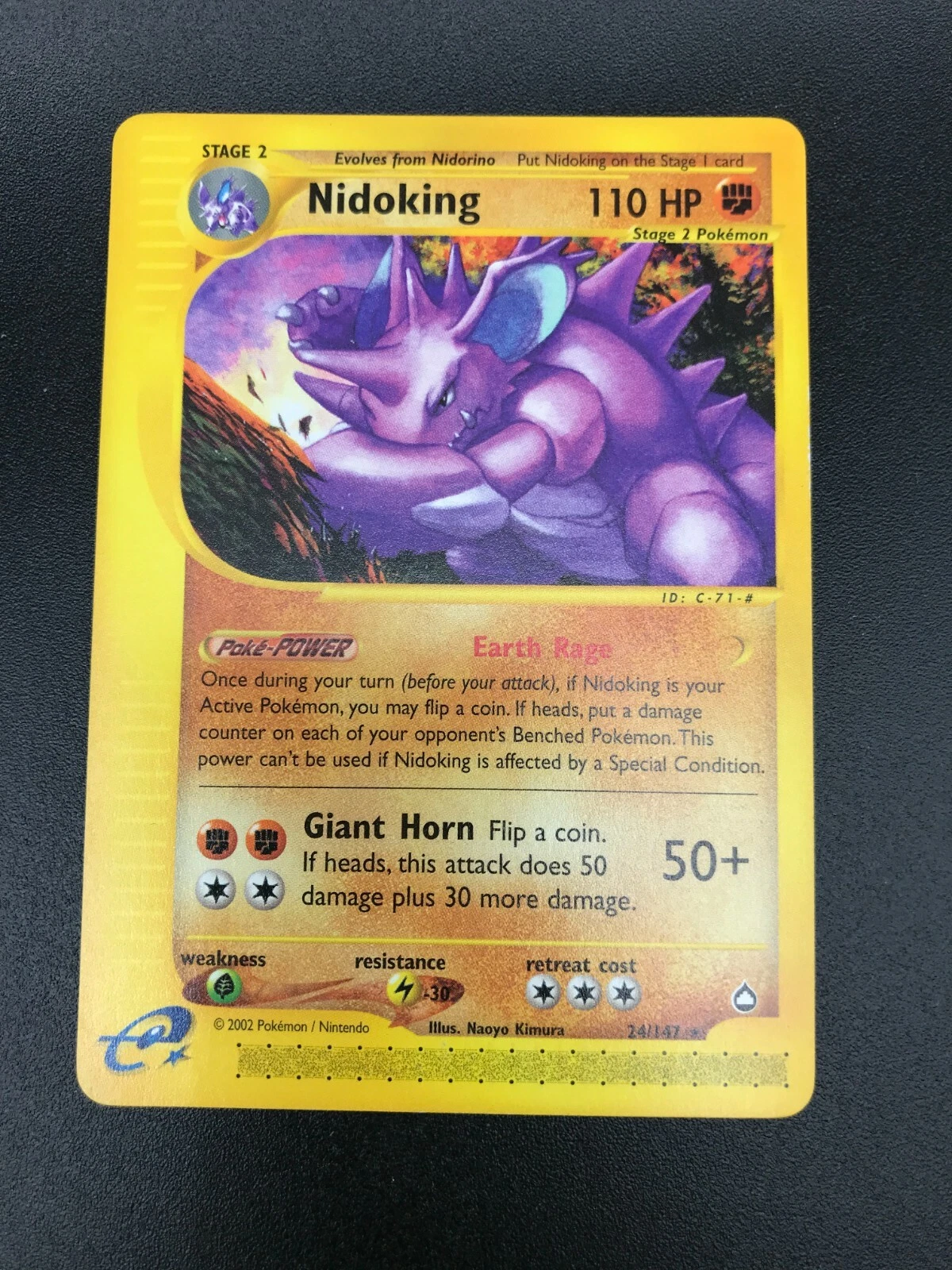 Nidoking 24/147 Rare Pokemon Aquapolis Vintage WOTC E Series NM 2003