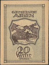 Bank Note Of Necessity - Notgeld Austria - Aigen Im Ennstal 20 Heller 1920!