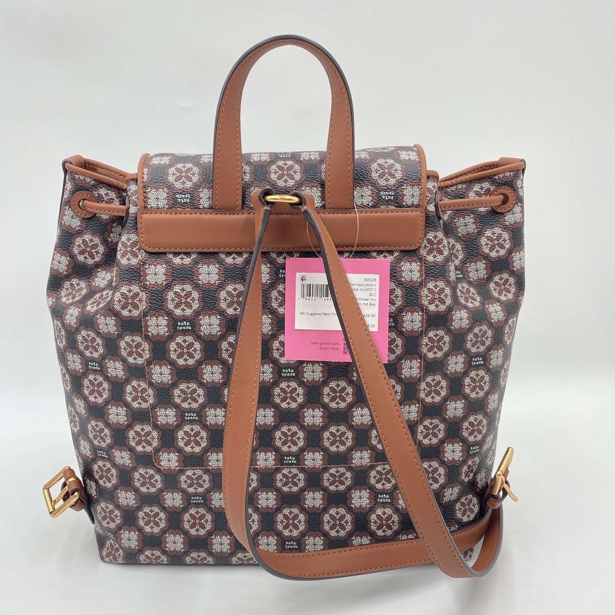 Kate Spade Flower Monogram Mia Flap Backpack Black Multi