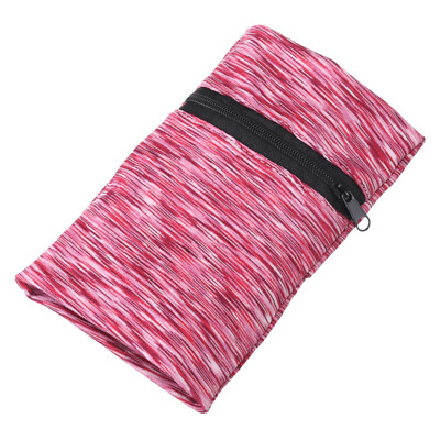 Wrist Pouch Wrist Wallet Sports Wristband Wallet with Zipper Rose Red