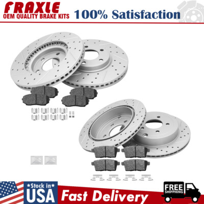 Front & Rear Drilled Rotors+Brake Pads for Lincoln MKX Ford Edge FWD 2007-2009