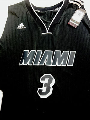 New Rare Dwayne Wade Miami Heat Mens Black 2XL Adidas Black