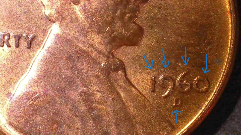 1960 D Lincoln Penny **Doubled Die Errors** - Image 3 of 4