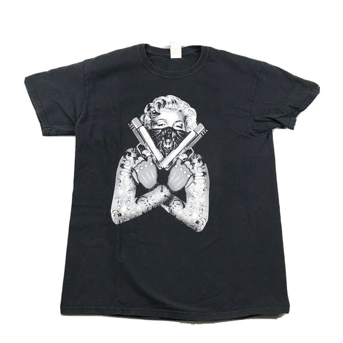 Long Sleeve T-shirt For Men Marilyn Monroe Gangster Pose Guns Tattoo Tee Shirt - Foto 11