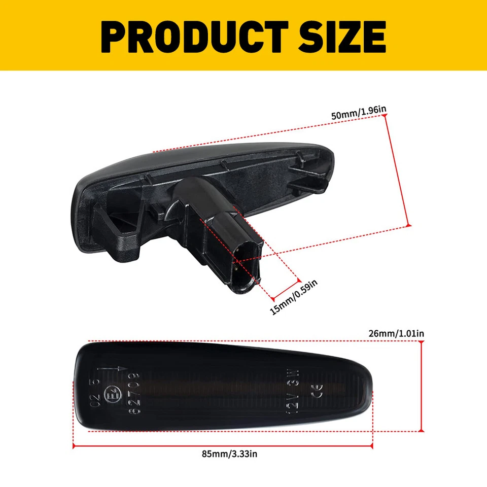 Luz marcadora lateral LED secuencial súper brillante 2X para Mitsubishi Lancer 2008-2017 Foto 2 de 4