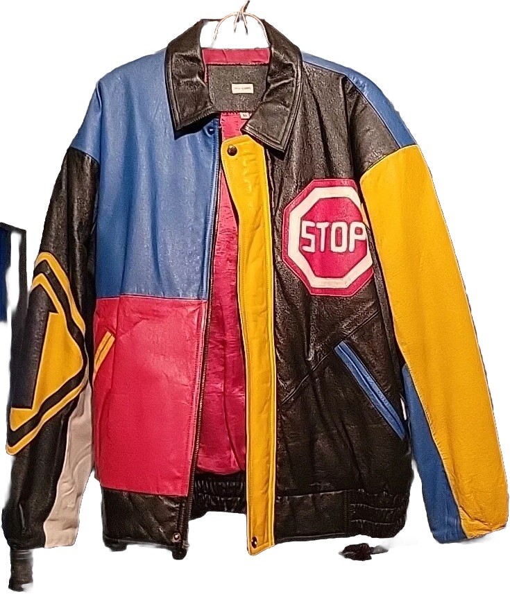 80's Route 66 スタッズレザージャケット　ライダースジャケット Route 66 Pebbled Leather Bomber Jacket XL Snap Cuffs & Coat