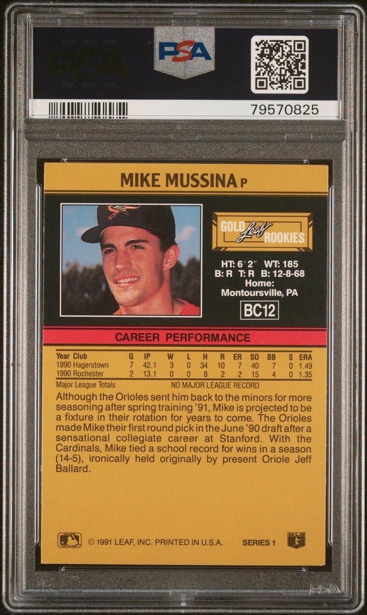 その他 MIKE MUSSINA buyback auto ⚾️MIKE MUSSINA⚾️ Signed 1991 LEAF GOLD ROOKIE🏆 #BC12