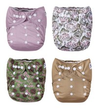 Cloth Pocket Diapers 4 Pack with 4 Inserts - Waterproof Cover, Washable, Reus...