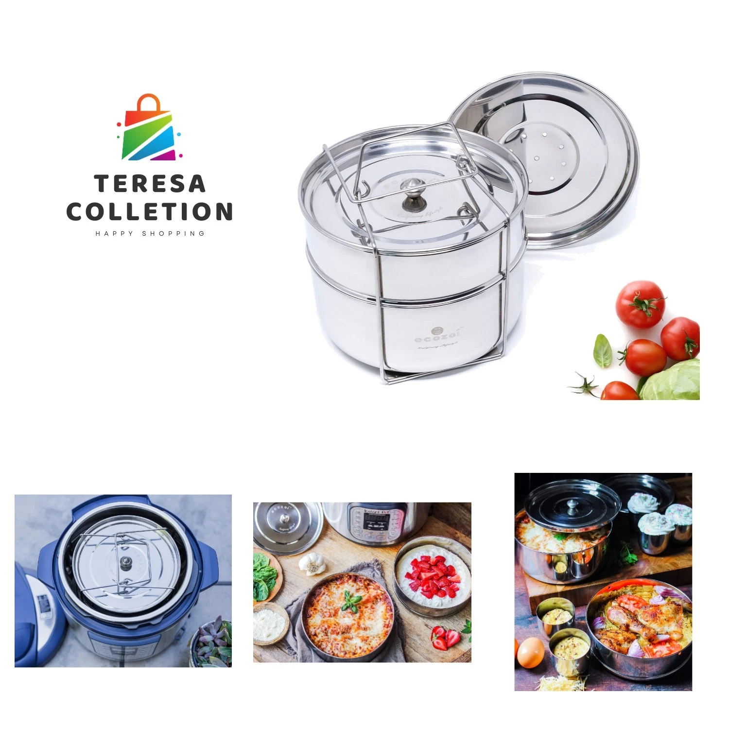 Extra Deep Stackable Steamer Insert Pans Pot in Pot for Instant Pot 6, 8 Quar...