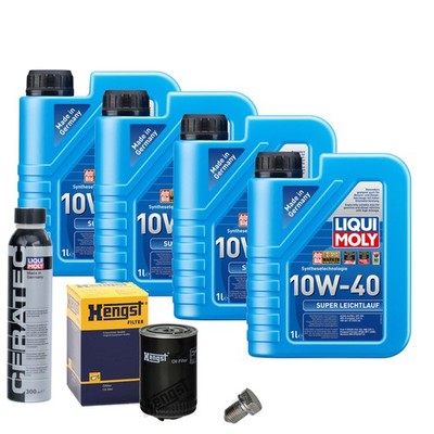 Motoröl 10W40 LIQUI MOLY 4L+HENGST Ölfilter+Cera Tec+Ölablassschraube