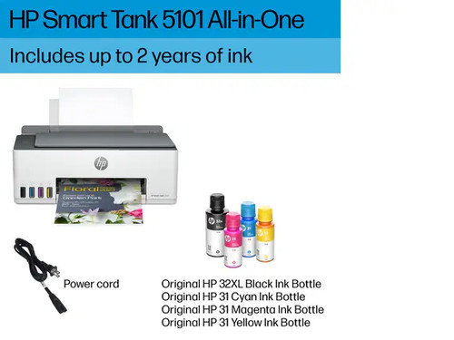 HP Smart Tank 5101 All-in-One Inkjet Printer, Mobile Print, Copy, Scan Up to - Picture 8 of 10