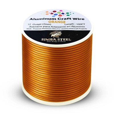 Orange Aluminum Wire 12 Ga x 100 FT 2.0mm Jewelry Wrapping Craft Wire Round