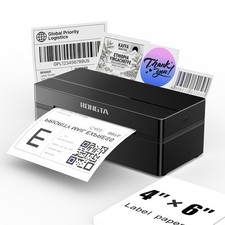 Rongta Bluetooth Shipping Label Printer, Wireless 4x6 Thermal Black