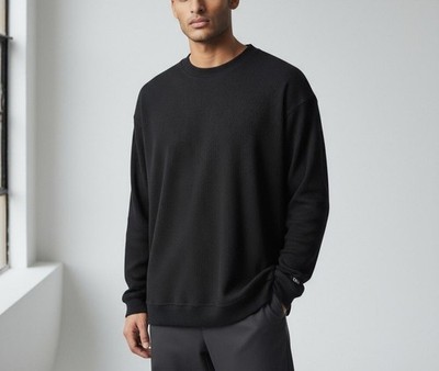 Lynx XXL Black Ribbed Long Sleeve Crew Neck Top