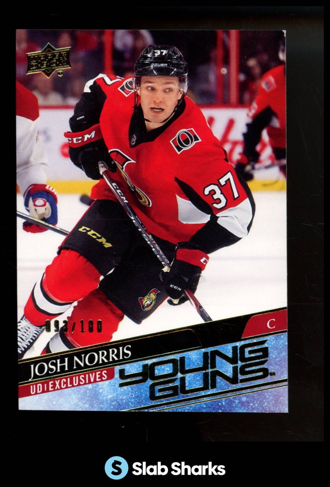 2020 UPPER DECK #209 JOSH NORRIS UD EXCLUSIVES YOUNG GUNS RC ROOKIE /100