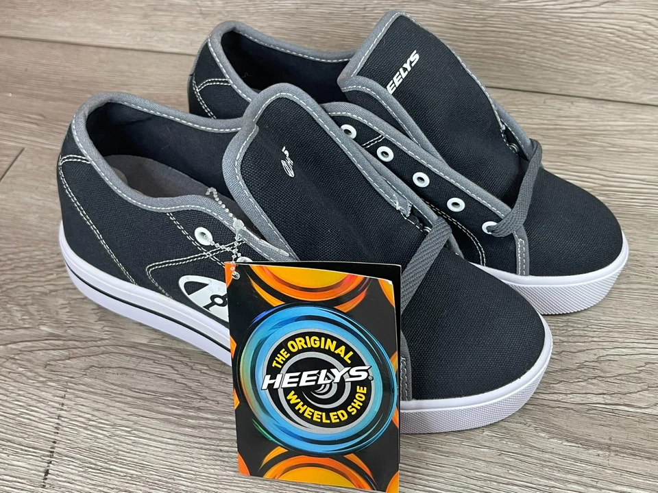 Zapatos de patinaje sobre ruedas de lona negros grises con cordones talla 7 HES10459 para hombre Foto 2 de 4