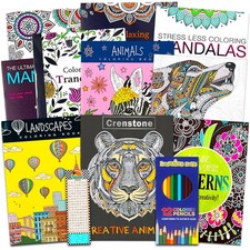 10 Pack Adult Coloring Books for Adults, Advanced Book Set