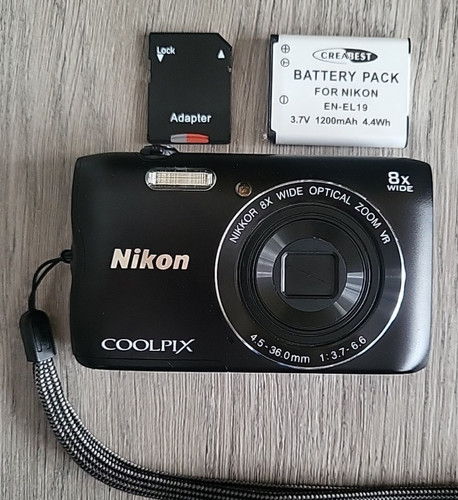 Nikon Coolpix A300 Compact Digital Camera Black WiFi 20.1MP Battery SD Card