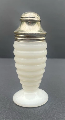 Hazel Atlas Milk Glass Beehive Ribbed Salt Shaker Vintage