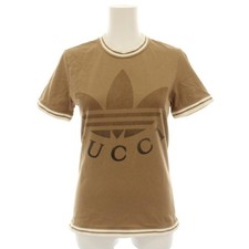 Gucci Adidas Originals T-Shirt Crew Neck Short Sleeve Logo Print XS Brown