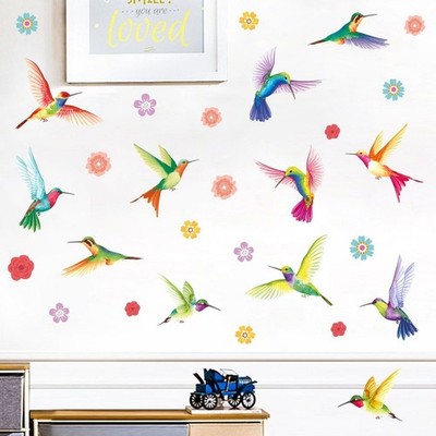 Glow in the Dark Kolibri Blume Wandtattoo abnehmbar selbstklebend PVC 30x30cm
