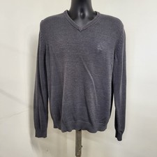 Izod Sweater Men's Size Large Charcoal Gray V-neck Long Sleeves Preppy College