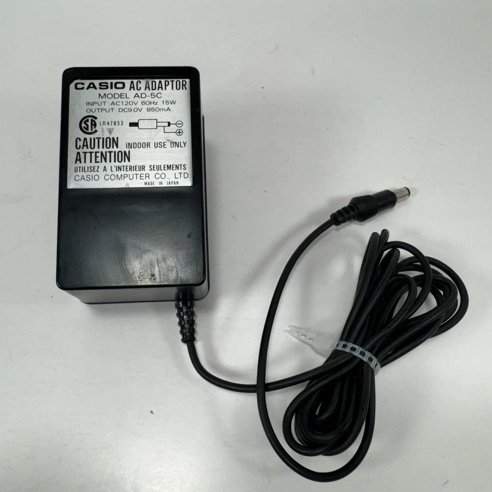 Casio Model AD-5C AC Adapter 9v OEM genuine Original Vintage Black Tip RARE - Image 2 of 4