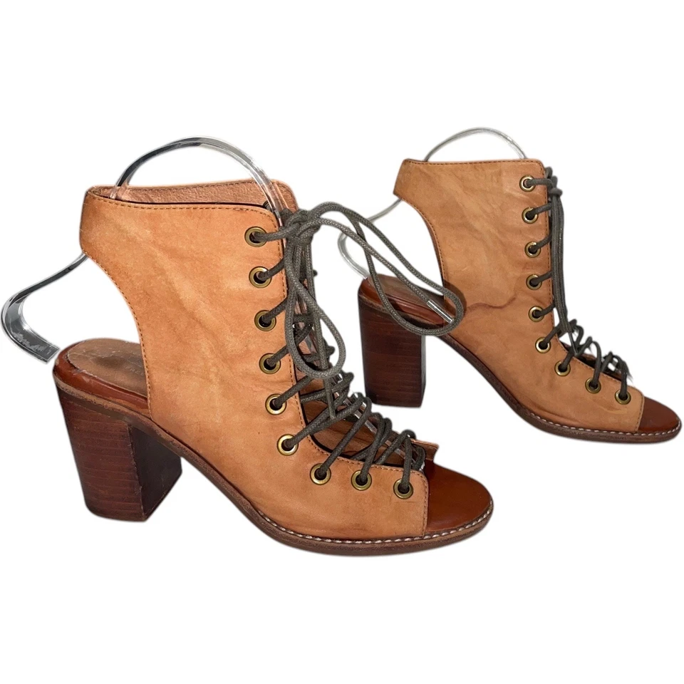 Botín Jeffrey Campbell x Free People marrón mínimo con cordones punta abierta talla: EE. UU. 6 Foto 4 de 4