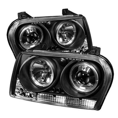 Spyder Black Halo Projector Headlights LED DRL for Chrysler 300 2009-2010-L03639