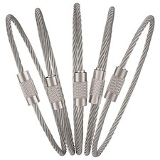 6 Inch Wire Keychain Cable Large Stainless Steel Key Ring Loop for 10 Pack