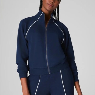 NWT SPANX AirEssentials  PiqueFull Zip Plus Size Track Jacket, Navy, 1X