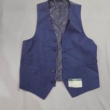 Lauren Ralph Lauren Mens Wool Suit Vest Navy Blue Glen Plaid 42 Long