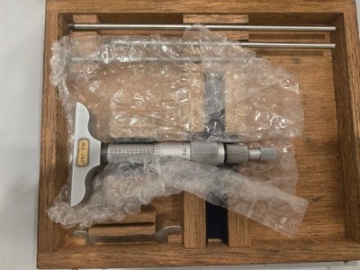 Brown & Sharpe Depth Gage Micrometer with wood case,0-3" | eBay