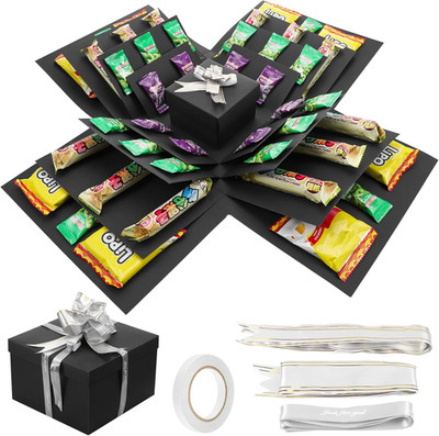 JIANTA Explosionsbox Geschenkbox 5-lagig zum Geburtstag Schwarz DIY Überraschung