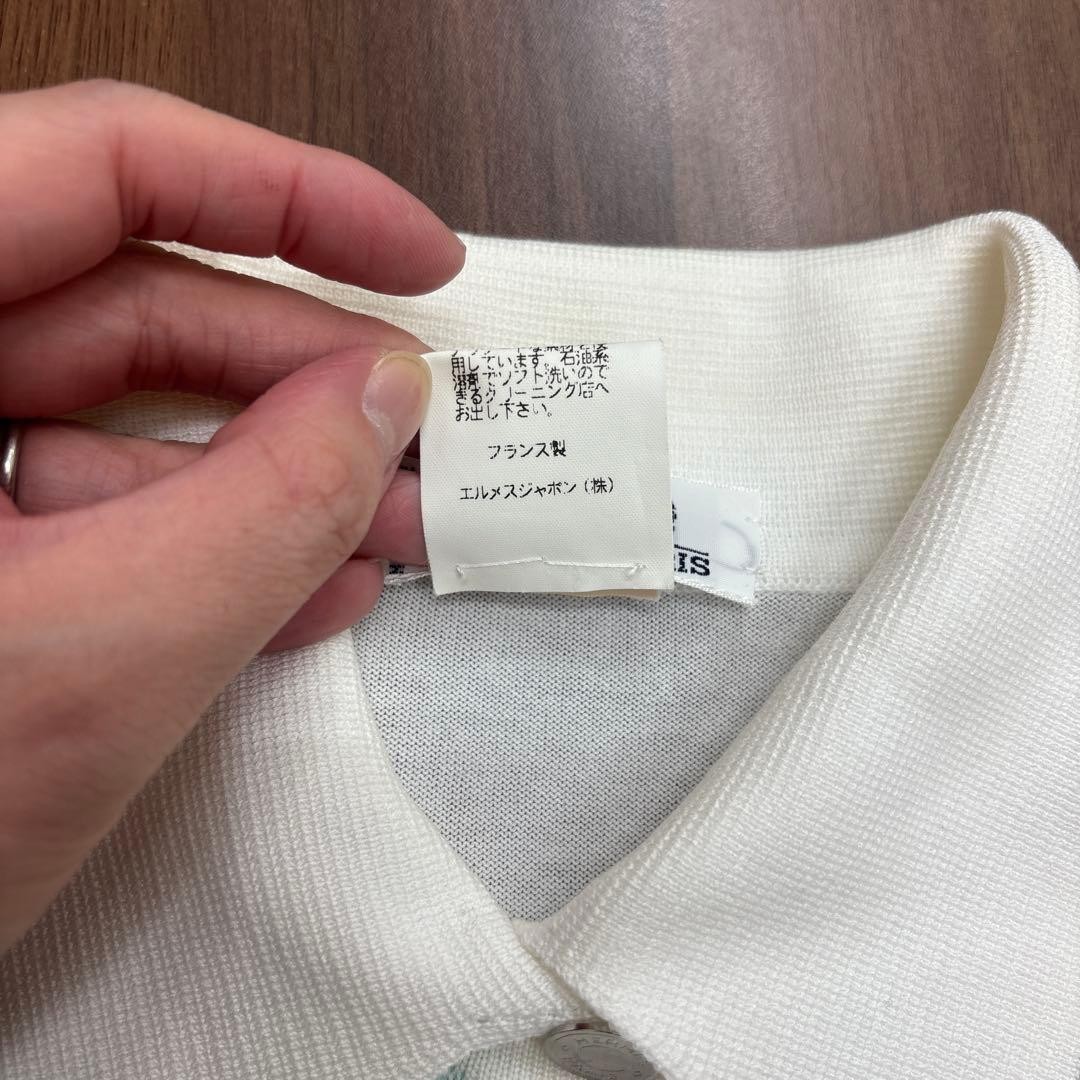 USED HERMES SCARF PRINT SHORT-SLEEVED POLO SHIRT, VINTAGE. ACCEPTABLE image 9