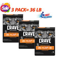 3 Pack, CRAVE High Protein Adult Dry Dog Food - Grain Free, Chicken 12LB Bag