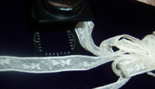  7 Antique/1900-20 NOS White Linen VAL LACE Flower  Leaf Insertion 118" x 3/8"