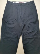 Tommy Hilfiger Herren UK 31R Greenwich Leinen Baumwolle Wide Tapered Fit Chino NEU Blau