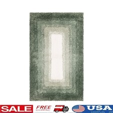 Ombre Border Bath Rug Non-Slip Soft Polyester Machine Washable Geometric Mat New
