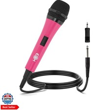 Wired Microphone for Karaoke, Pink - Unidirectional Dynamic Vocal Microphone ...