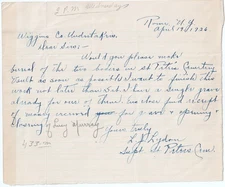 RARE Signed Letter Cemetery Rome NY  Body Burial Wiggins Undertaker Rome NY 1926