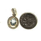 925 sterling silver .005ct diamond Oval Blue Topaz Halo pendant 21.g Yellow gold — photo 8